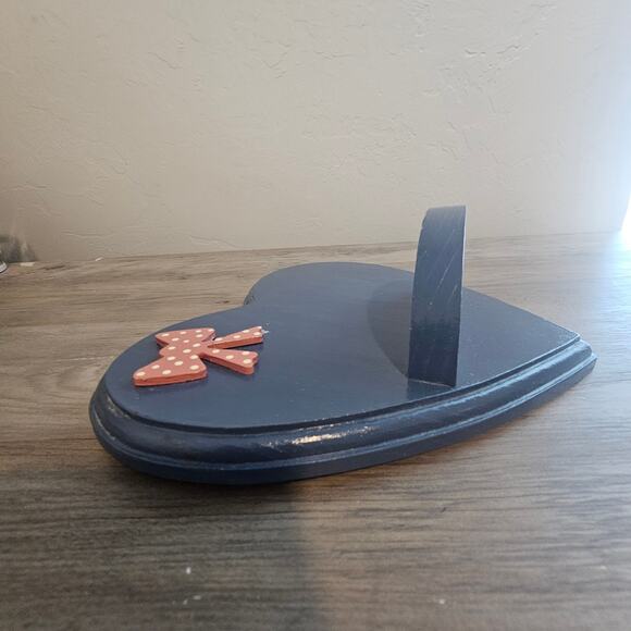 Vintage Wood Heart Bow Shelf Wall Mount Blue Pink 80s Cottage Coquette Decor - Picture 3 of 9